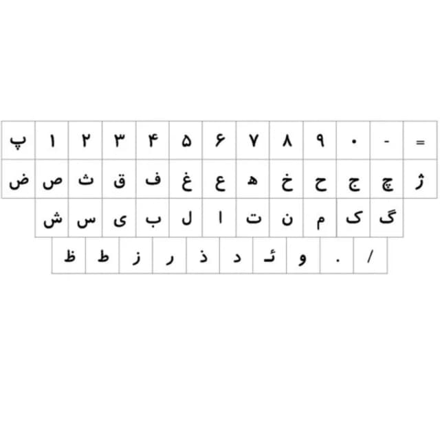 برچسب شفاف حروف و علایم استاندارد فارسی